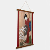 さくらんぼの花と女性、春正 吊り下げ型タペストリー (傾斜あり)