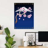 さくらんぼの花と富士山ポスター ポスター (ホームオフィス)