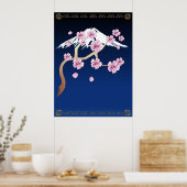 さくらんぼの花と富士山ポスター ポスター (キッチン)