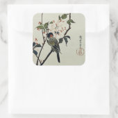 さくらんぼの花と小鳥 スクエアシール (バッグ)