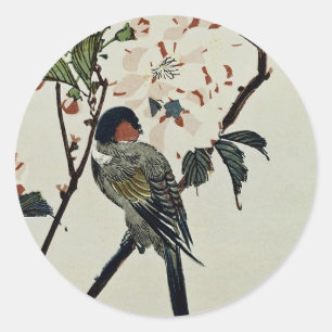 さくらんぼの花と小鳥 ラウンドシール