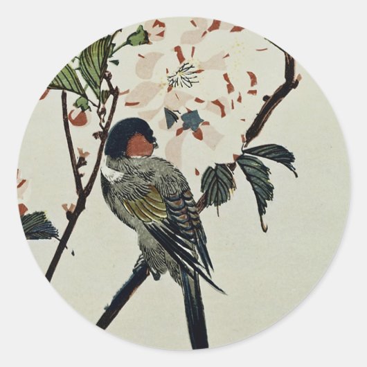 さくらんぼの花と小鳥 ラウンドシール (正面)