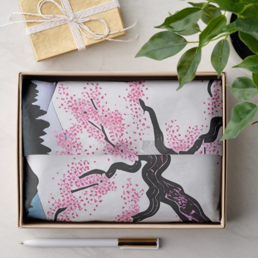 さくらんぼの花と山の切り離 薄葉紙 (ギフト)