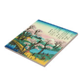 さくらんぼの花と山富士1838 タイル (側面)