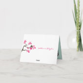 さくらんぼの花と愛お洒落の鳥結婚 サンキューカード (裏面)