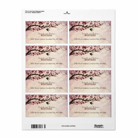 さくらんぼの花と愛の鳥 ラベル (フルシート)