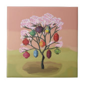 さくらんぼの花と東洋紙提灯 タイル (正面)