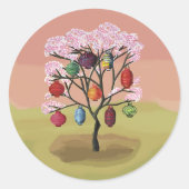 さくらんぼの花と東洋紙提灯 ラウンドシール (正面)
