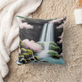 さくらんぼの花と滝 クッション (ブランケット)