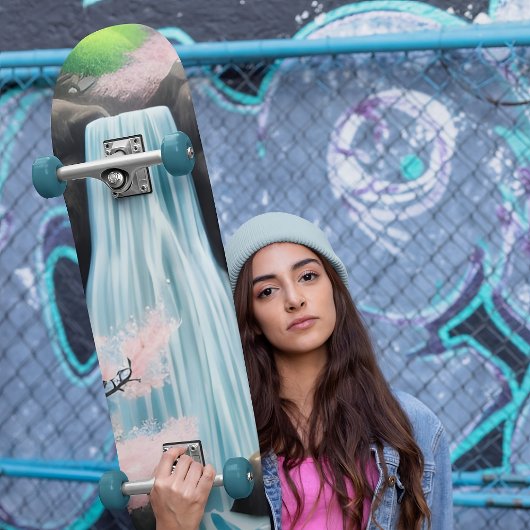 さくらんぼの花と滝 スケートボード