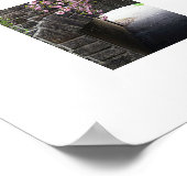 さくらんぼの花と石の橋の写真 ポスター (角)