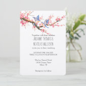 さくらんぼの花と結婚鳥 招待状 (スタンド正面)