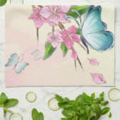 さくらんぼの花と蝶アメリカのMoJoキット キッチンタオル (折り畳み)