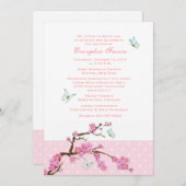 さくらんぼの花と蝶招待状 招待状 (正面/裏面)