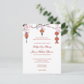 さくらんぼの花と赤い提灯 | ウェディングカード 招待状 (スタンド正面)