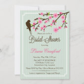 さくらんぼの花と鳥のブライダルシャワーへの招待 招待状 (正面)