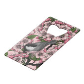さくらんぼの花と《鳥》アメリカゴガラのピンク クレジットカード栓抜き (裏面アングル)