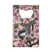 さくらんぼの花と《鳥》アメリカゴガラのピンク クレジットカード栓抜き (裏面)