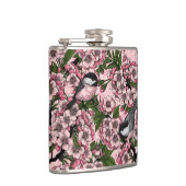 さくらんぼの花と《鳥》アメリカゴガラのピンク フラスク (右)
