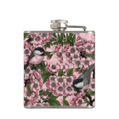 さくらんぼの花と《鳥》アメリカゴガラのピンク フラスク (裏面)