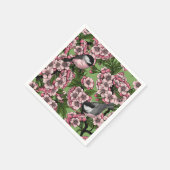 さくらんぼの花と《鳥》アメリカゴガラの緑 スタンダードカクテルナプキン (角)