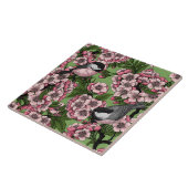 さくらんぼの花と《鳥》アメリカゴガラの緑 タイル (側面)