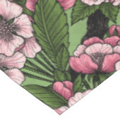 さくらんぼの花と《鳥》アメリカゴガラの緑 テーブルクロス (アングル)