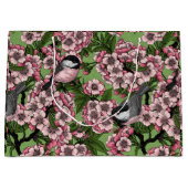 さくらんぼの花と《鳥》アメリカゴガラの緑 ラージペーパーバッグ (正面)