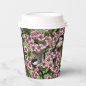 さくらんぼの花と《鳥》アメリカゴガラの緑 紙コップ (正面)