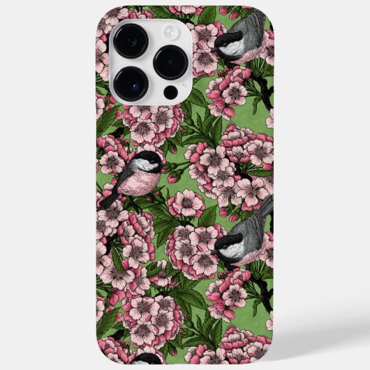 さくらんぼの花と《鳥》アメリカゴガラの緑 Case-Mate iPhoneケース (裏面)