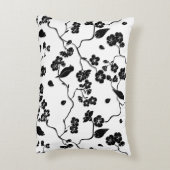 さくらんぼの花に咲く白黒鳥 アクセントクッション (裏面(縦))