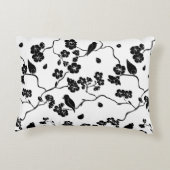 さくらんぼの花に咲く白黒鳥 アクセントクッション (裏面)