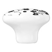 さくらんぼの花に咲く白黒鳥 セラミックノブ (側面)