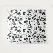 さくらんぼの花に咲く白黒鳥 タペストリー (正面(横))