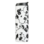 さくらんぼの花に咲く白黒鳥 タンブラー (回転左)