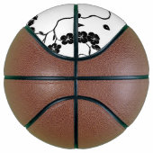 さくらんぼの花に咲く白黒鳥 バスケットボール (右)