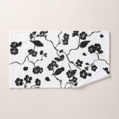 さくらんぼの花に咲く白黒鳥 バスタオルセット (ハンドタオル)