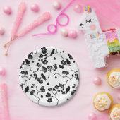 さくらんぼの花に咲く白黒鳥 ペーパープレート (パーティー)