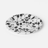 さくらんぼの花に咲く白黒鳥 ペーパープレート (アングル)