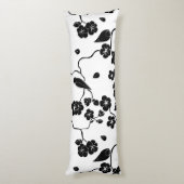 さくらんぼの花に咲く白黒鳥 ボディピロー (裏面 (縦))