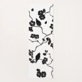 さくらんぼの花に咲く白黒鳥 ヨガマット (裏面)