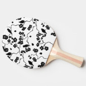 さくらんぼの花に咲く白黒鳥 卓球ラケット (横)