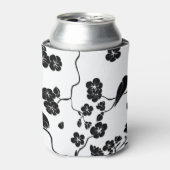 さくらんぼの花に咲く白黒鳥 缶クーラー (缶正面)