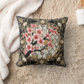 さくらんぼの花のアールデコの背景 クッション (ブランケット)