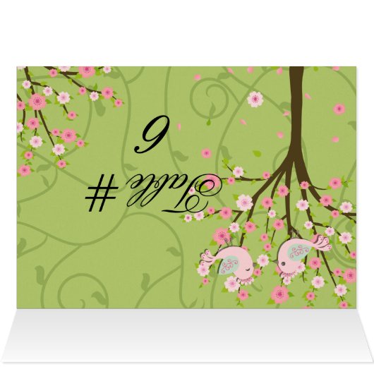 さくらんぼの花のカスタマイズ鳥のテーブル番号カード (内部横(上))