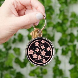 さくらんぼの花のシンボル、ミニマリズム、ピンク キーホルダー