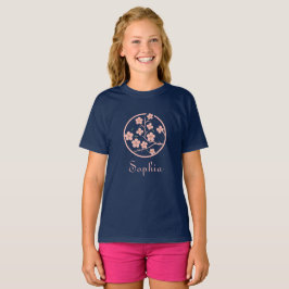 さくらんぼの花のシンボル、ミニマリズム、ピンク Tシャツ
