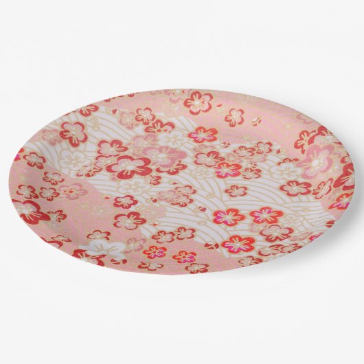 さくらんぼの花のパタ日本のーン ペーパープレート (アングル)