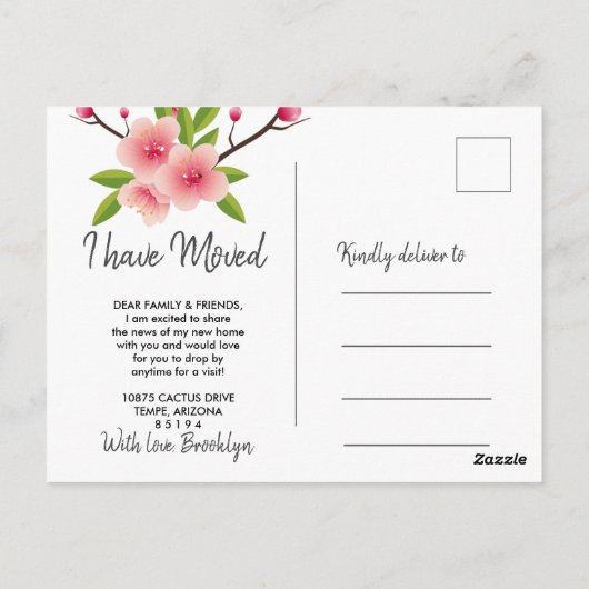 さくらんぼの花のフローラが動いている ポストカード (裏面)