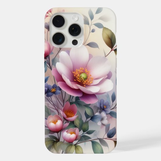さくらんぼの花のフローラ水の色の喜び iPhoneケース (裏面)
